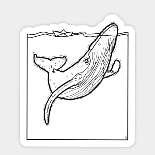 Whale and paper boat Sticker